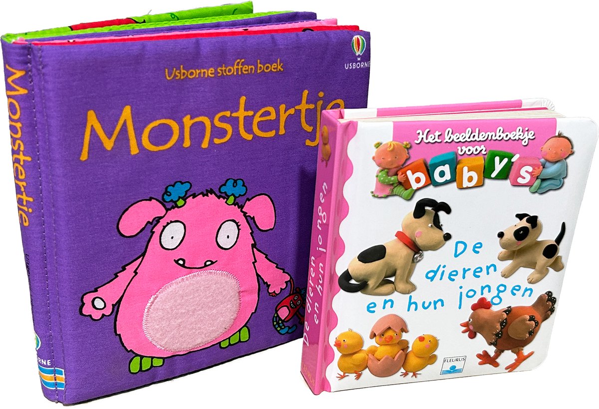 Baby boekjes eerste jaar voordeelbundel - Stoffen voelboek met flapjes + kijkboek met stevige bladzijdes - Baby speelgoed cadeau 0 jaar | 3 maanden | 6 maanden | 1 jaar - Baby ziet box - Voorleesboek - Kinderboek